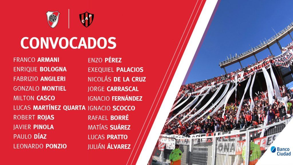Lista de convocados del River ante Patronato