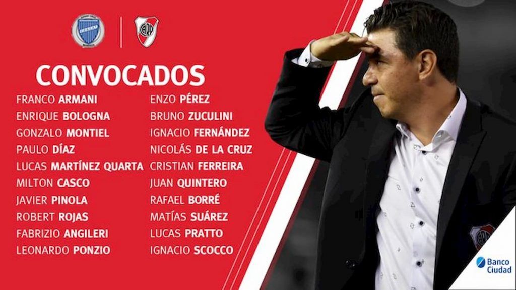 Superliga: los convocados por Gallardo para visitar a Godoy Cruz
