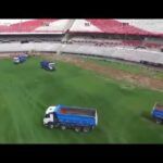 Se trabaja en la cancha de River.
